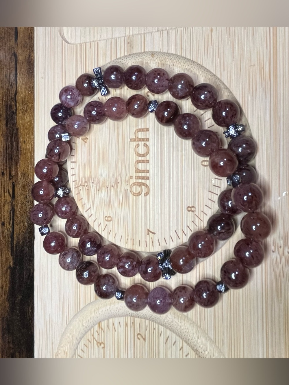 🍓Strawberry Quartz Bracelet Set Black Tone Copper Accents - Picture 4 of 7